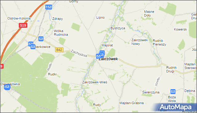 mapa Zakrzówek powiat kraśnicki, Zakrzówek powiat kraśnicki na mapie Targeo