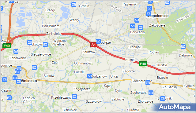 mapa Zakrzowiec, Zakrzowiec na mapie Targeo