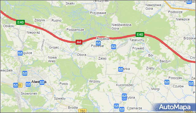 mapa Zalas gmina Krzeszowice, Zalas gmina Krzeszowice na mapie Targeo