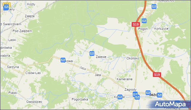 mapa Zalesie gmina Jeżowe, Zalesie gmina Jeżowe na mapie Targeo