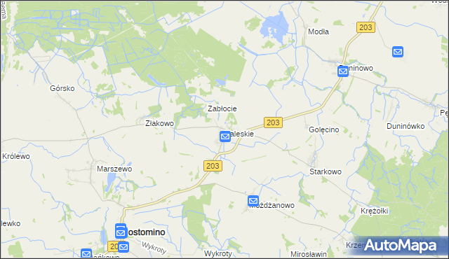 mapa Zaleskie gmina Ustka, Zaleskie gmina Ustka na mapie Targeo