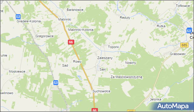 mapa Zaleszany gmina Kleszczele, Zaleszany gmina Kleszczele na mapie Targeo