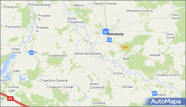 mapa Zaliwie-Piegawki, Zaliwie-Piegawki na mapie Targeo