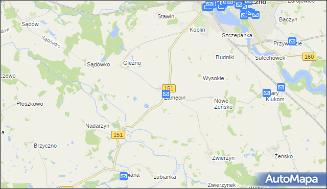 mapa Zamęcin, Zamęcin na mapie Targeo