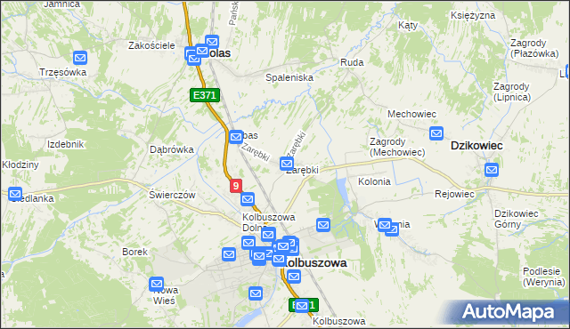 mapa Zarębki gmina Kolbuszowa, Zarębki gmina Kolbuszowa na mapie Targeo