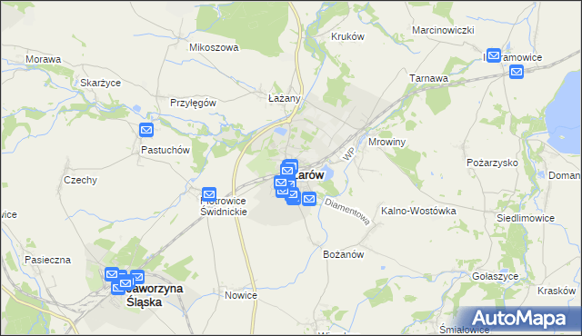 mapa Żarów powiat świdnicki, Żarów powiat świdnicki na mapie Targeo