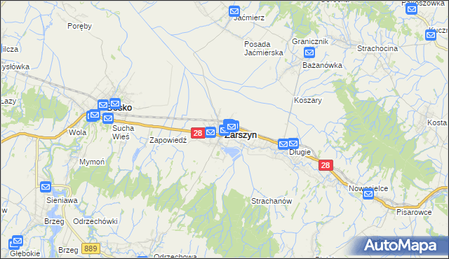 mapa Zarszyn, Zarszyn na mapie Targeo