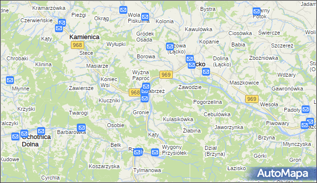 mapa Zarzecze gmina Łącko, Zarzecze gmina Łącko na mapie Targeo