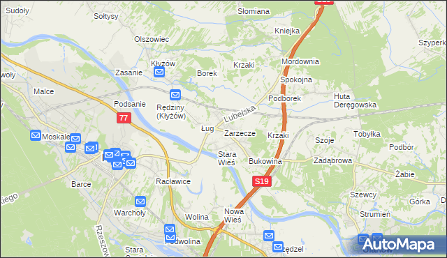 mapa Zarzecze gmina Nisko, Zarzecze gmina Nisko na mapie Targeo