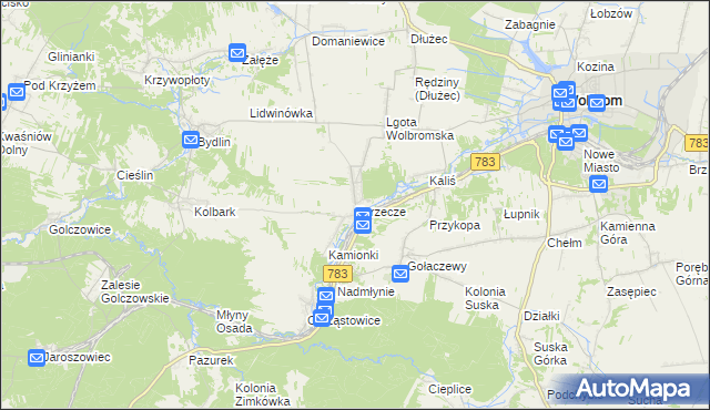 mapa Zarzecze gmina Wolbrom, Zarzecze gmina Wolbrom na mapie Targeo