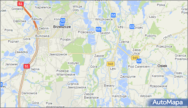 mapa Zasole, Zasole na mapie Targeo