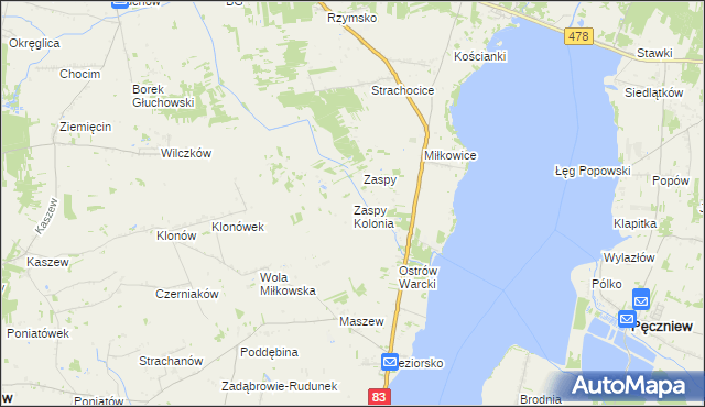 mapa Zaspy Kolonia, Zaspy Kolonia na mapie Targeo