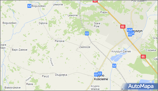 mapa Zastocze gmina Krypno, Zastocze gmina Krypno na mapie Targeo
