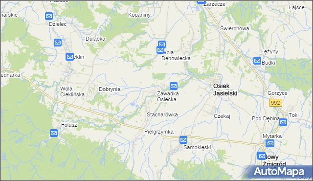 mapa Zawadka Osiecka, Zawadka Osiecka na mapie Targeo
