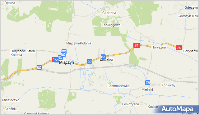 mapa Zawalów, Zawalów na mapie Targeo