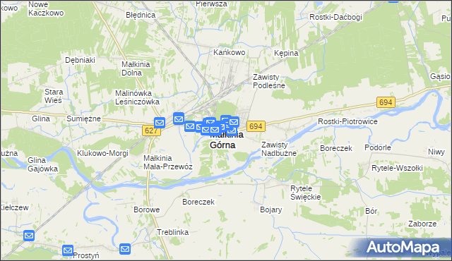 mapa Zawisty Dzikie, Zawisty Dzikie na mapie Targeo