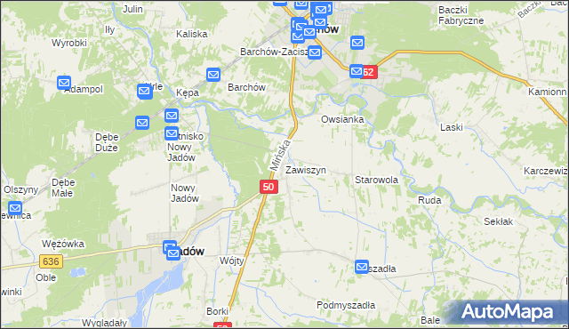 mapa Zawiszyn gmina Jadów, Zawiszyn gmina Jadów na mapie Targeo