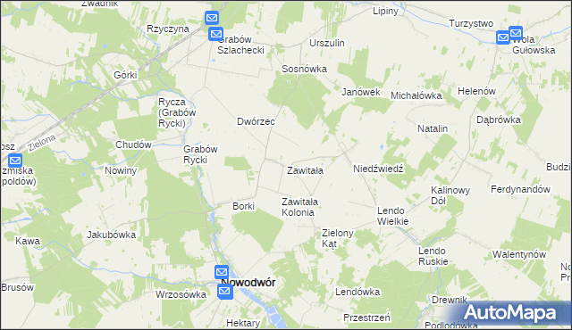 mapa Zawitała, Zawitała na mapie Targeo