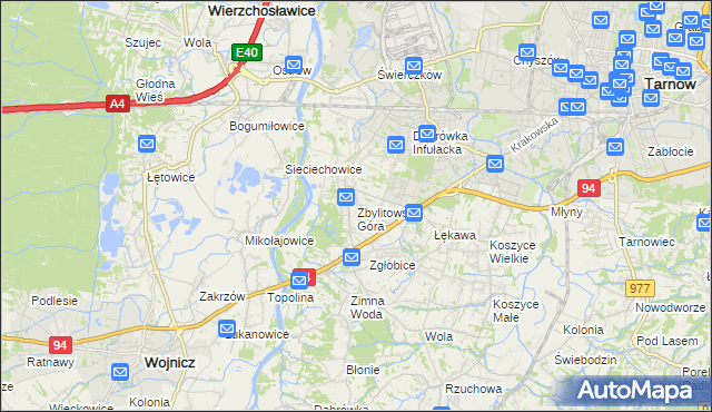 mapa Zbylitowska Góra, Zbylitowska Góra na mapie Targeo