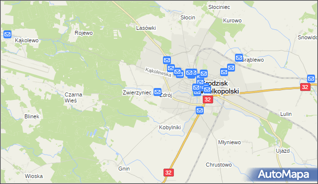 mapa Zdrój gmina Grodzisk Wielkopolski, Zdrój gmina Grodzisk Wielkopolski na mapie Targeo