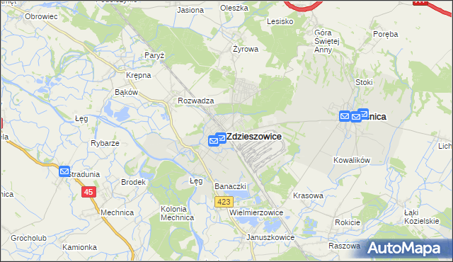 mapa Zdzieszowice, Zdzieszowice na mapie Targeo