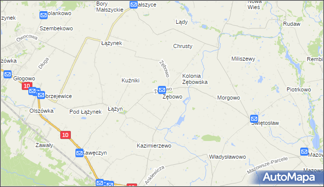 mapa Zębowo gmina Obrowo, Zębowo gmina Obrowo na mapie Targeo