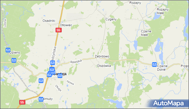 mapa Zebrdowo, Zebrdowo na mapie Targeo