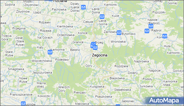 mapa Żegocina, Żegocina na mapie Targeo