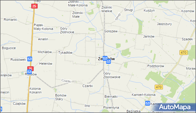 mapa Żelazków powiat kaliski, Żelazków powiat kaliski na mapie Targeo