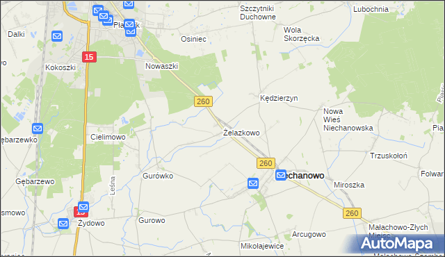 mapa Żelazkowo gmina Niechanowo, Żelazkowo gmina Niechanowo na mapie Targeo