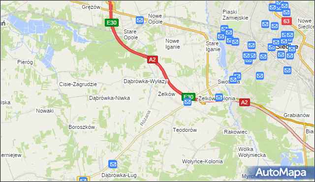 mapa Żelków, Żelków na mapie Targeo