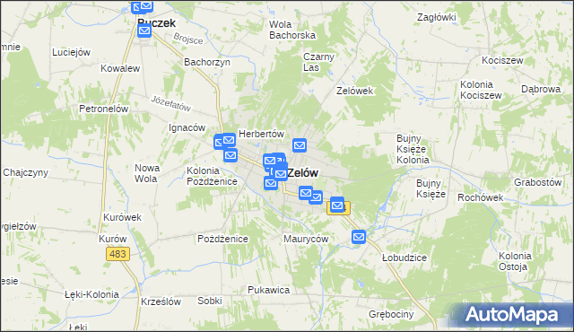 mapa Zelów, Zelów na mapie Targeo