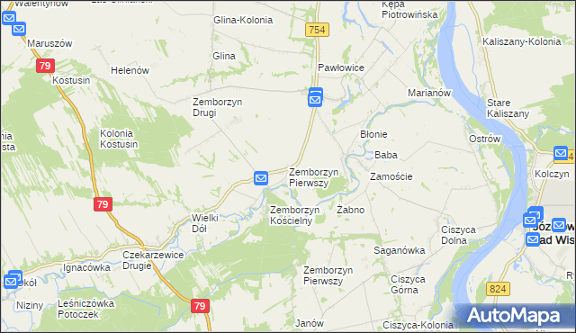 mapa Zemborzyn Pierwszy gmina Solec nad Wisłą, Zemborzyn Pierwszy gmina Solec nad Wisłą na mapie Targeo