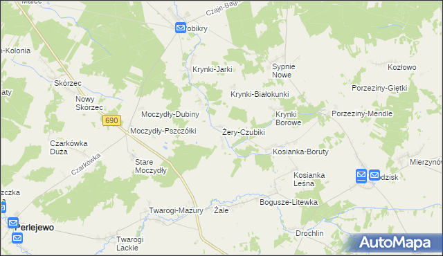 mapa Żery-Czubiki, Żery-Czubiki na mapie Targeo