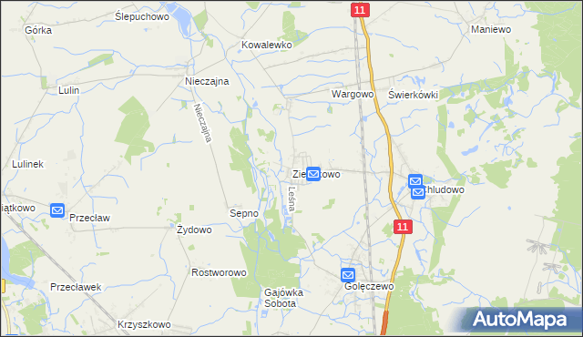 mapa Zielątkowo gmina Suchy Las, Zielątkowo gmina Suchy Las na mapie Targeo