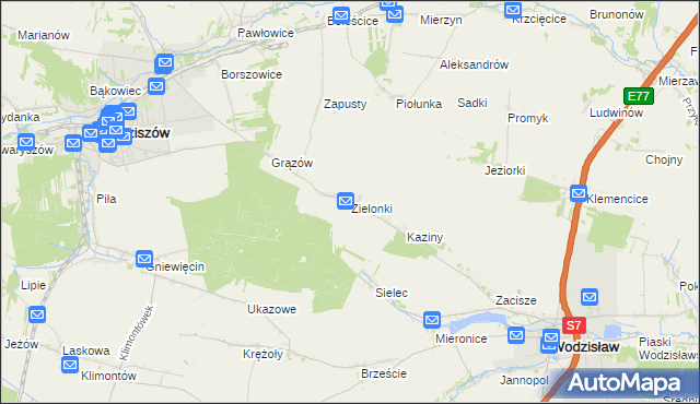 mapa Zielonki gmina Sędziszów, Zielonki gmina Sędziszów na mapie Targeo