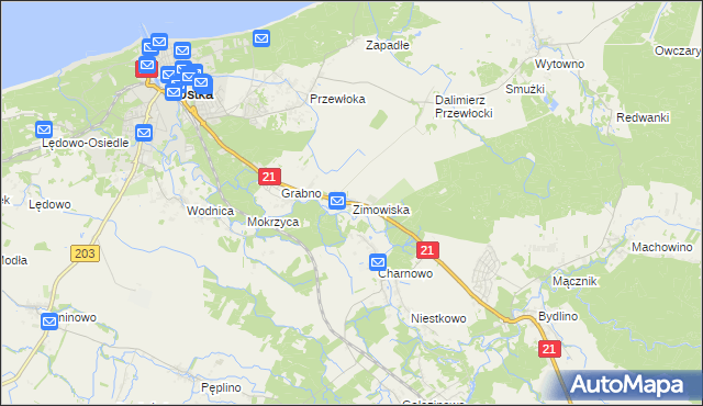 mapa Zimowiska, Zimowiska na mapie Targeo