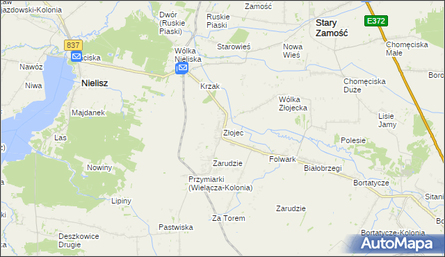 mapa Złojec, Złojec na mapie Targeo