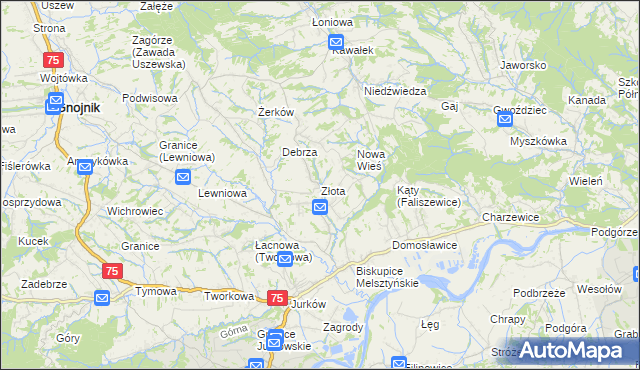 mapa Złota gmina Czchów, Złota gmina Czchów na mapie Targeo