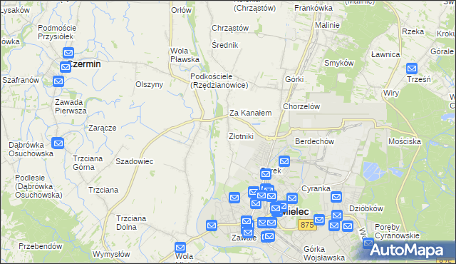 mapa Złotniki gmina Mielec, Złotniki gmina Mielec na mapie Targeo