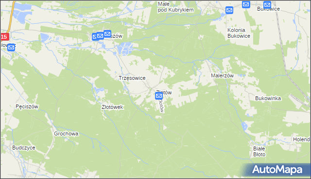 mapa Złotów gmina Zawonia, Złotów gmina Zawonia na mapie Targeo
