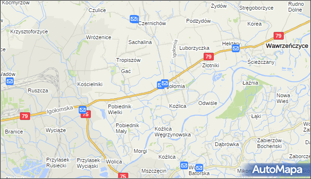 mapa Zofipole gmina Igołomia-Wawrzeńczyce, Zofipole gmina Igołomia-Wawrzeńczyce na mapie Targeo