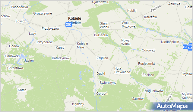 mapa Zrąbiec, Zrąbiec na mapie Targeo