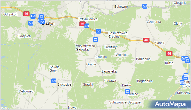 mapa Zrębice, Zrębice na mapie Targeo