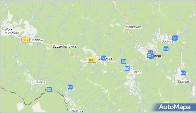 mapa Żubracze, Żubracze na mapie Targeo