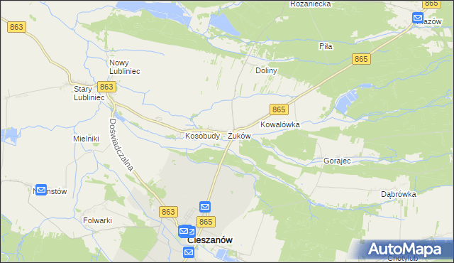 mapa Żuków gmina Cieszanów, Żuków gmina Cieszanów na mapie Targeo