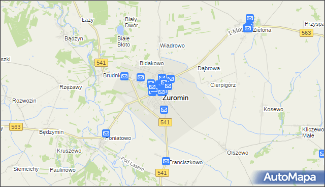 mapa Żuromin, Żuromin na mapie Targeo