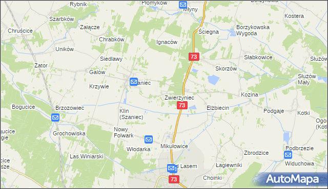 mapa Zwierzyniec gmina Busko-Zdrój, Zwierzyniec gmina Busko-Zdrój na mapie Targeo