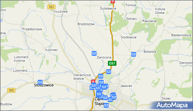 mapa Zwrócona, Zwrócona na mapie Targeo