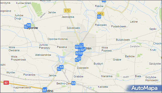 mapa Żychlin powiat kutnowski, Żychlin powiat kutnowski na mapie Targeo